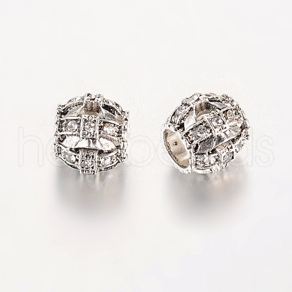 Antique Silver Plated Alloy Rhinestone European Beads MPDL-K004-04-1