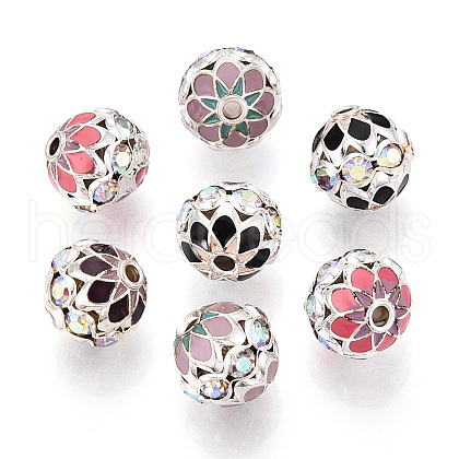 Round Brass Rhinestone Beads KK-Q080-01A-S-1