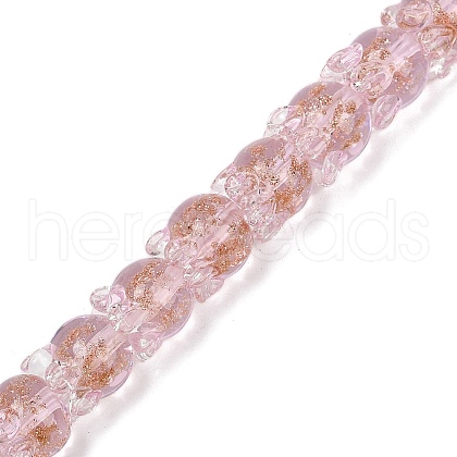 Gold Sand Lampwork Beads Strands LAMP-P069-02A-01-1