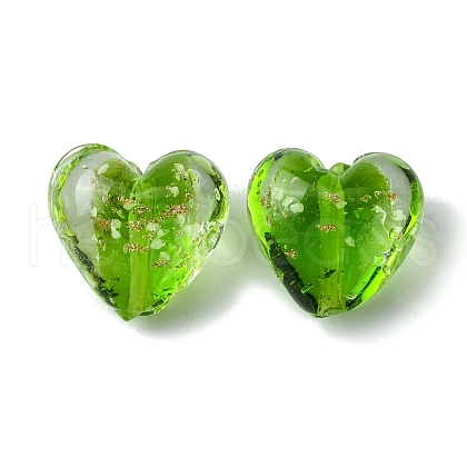 Luminous Handmade Gold Sand Lampwork Beads X-FOIL-B001-03E-1