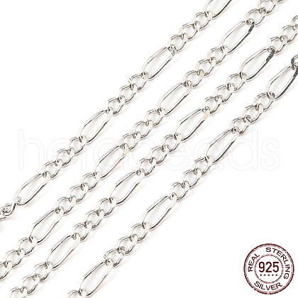 Rhodium Plated 925 Sterling Silver Figaro Chains STER-F052-03P-1