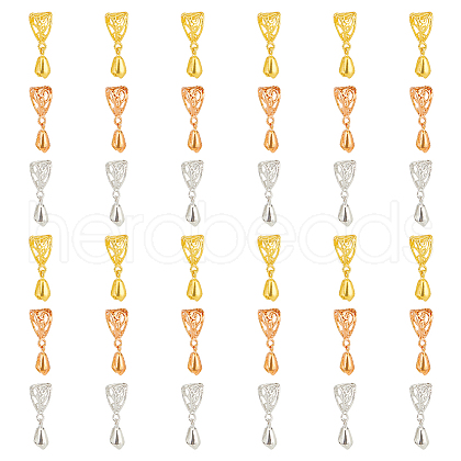 HOBBIESAY 36Pcs 3 Color Filigree Rack Plating Brass Ice Pick Pinch Bails KK-HY0001-83-1