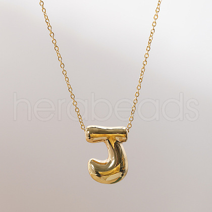 Brass Chunky Initial Pendant Necklaces WG97A63-10-1