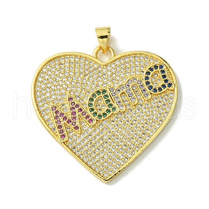 Mother's Day Real 18K Gold Plated Brass Micro Pave Cubic Zirconia Pendant KK-H472-05G-01-1