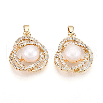 Natural Cultured Freshwater Pearl Rose Pendants PEAR-N020-07M-1