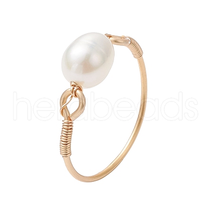 Mother's Day Jewellery Potato Natural Cultured Freshwater Pearl Beads Finger Rings RJEW-JR00791-01-1
