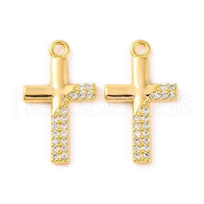 Brass Micro Pave Clear Cubic Zirconia Pendants KK-U017-09E-G-1