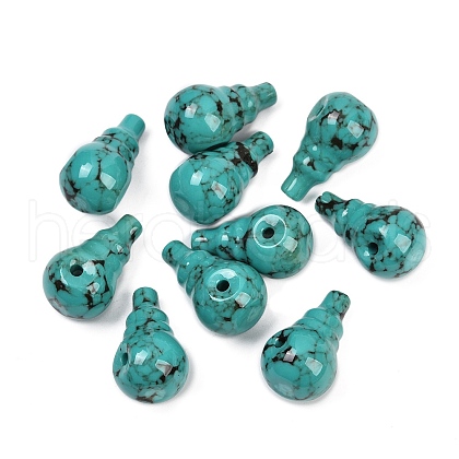 Dyed Synthetic Turquoise 3 Hole Guru Beads G-C198-01A-07-1