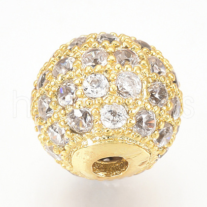 Brass Micro Pave Cubic Zirconia Beads ZIRC-Q013-8mm-142G-1