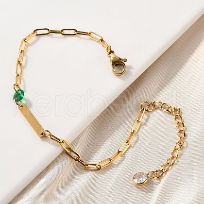 304 Stainless Steel Paperclip Chain Bracelets BJEW-A035-04G-03-1