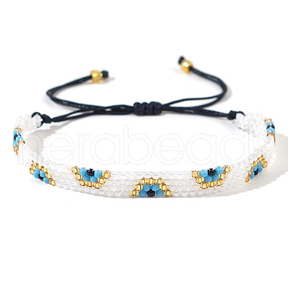 Blue Evil Eye Beaded Handmade Bracelet Jewelry String Bead Wristband MT7098-1