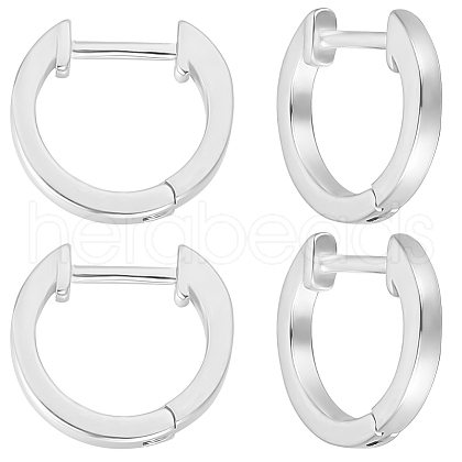 Beebeecraft 2 Pairs Rhodium Plated 925 Sterling Silver Huggie Hoop Earrings STER-BBC0007-36-1