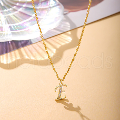 Fashionable Brass Micro Pave Clear Cubic Zirconia Initial Pendant Necklaces for Women FS-WG2FE2D-05-1