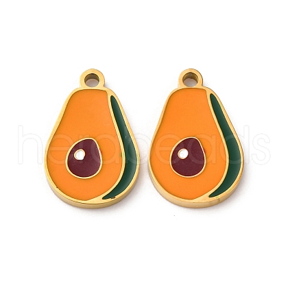 Fruit Seris 304 Stainless Steel Enamel Charms STAS-U060-03G-06-1