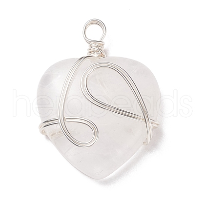 Natural Quartz Crystal Pendants PALLOY-JF01663-06-1