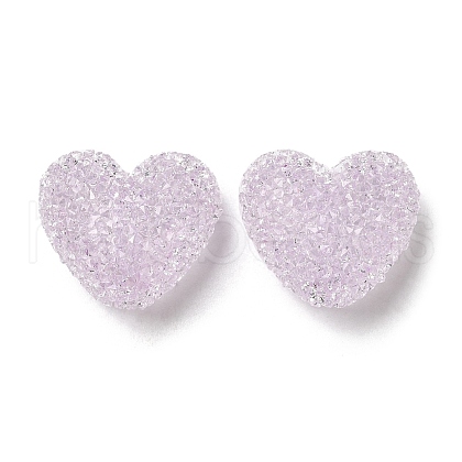 Drusy Heart Resin Rhinestone Beads RESI-C038-01E-1