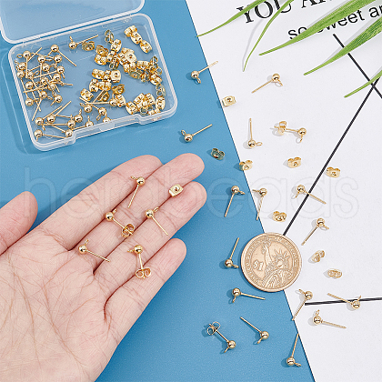 Unicraftale 304 Stainless Steel Ball Stud Earring Findings STAS-UN0001-74G-01-1