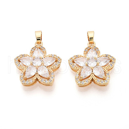 Brass Micro Pave Cubic Zirconia Pendants KK-N272-07G-1