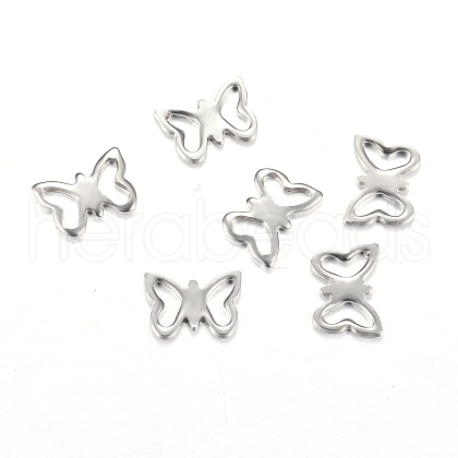 Tarnish Resistant Original Color 304 Stainless Steel Butterfly Charms STAS-E078-13-1