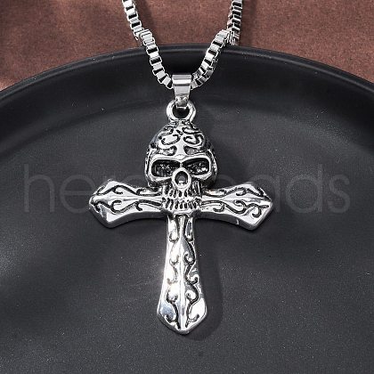 Tibetan Style Zinc Alloy Viking Pendant Necklaces NJEW-Z062-01AS-01-1