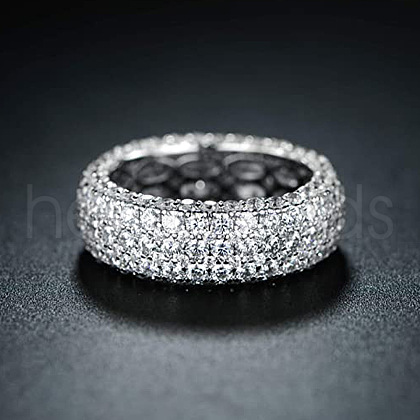 Brass Micro Pave Clear Cubic Zirconia Finger Rings for Women FS-WG796B2-03-1