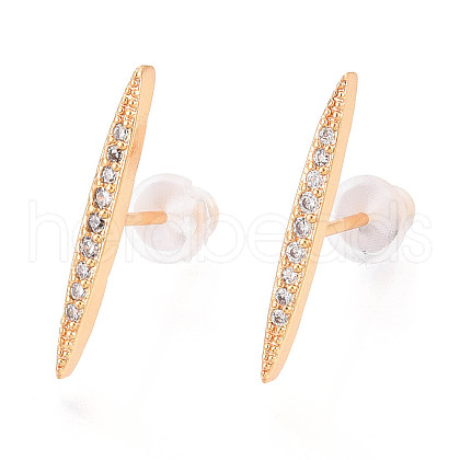 Brass Micro Pave Clear Cubic Zirconia Stud Earrings EJEW-T047-37G-1