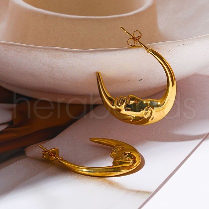 Moon Brass Stud Earrings FS-WGC7D9E-02-1