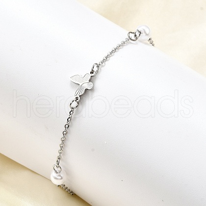 304 Stainless Steel Butterfly Link Bracelets BJEW-C098-01C-P-1