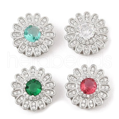 Brass Micro Pave Cubic Zirconia Slide Charms ZIRC-I068-12P-1