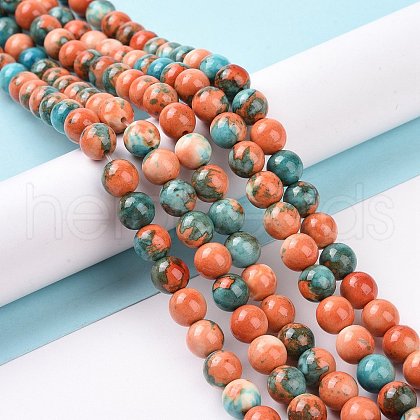 Synthetic Ocean White Jade Round Bead Strands G-M165-8mm-04-1
