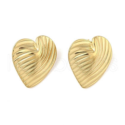 Stripe Theme Ion Plating(IP) 304 Stainless Steel Stud Earrings for Women EJEW-B050-18G-02-1