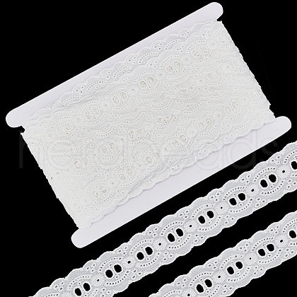 FINGERINSPIRE 15 Yards Cotton Embroidery Flower Lace Ribbons SRIB-FG0001-24-1