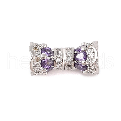 Rack Plating Brass Micro Pave Clear Cubic Zirconia Screw Clasps KK-S384-25P-03-1