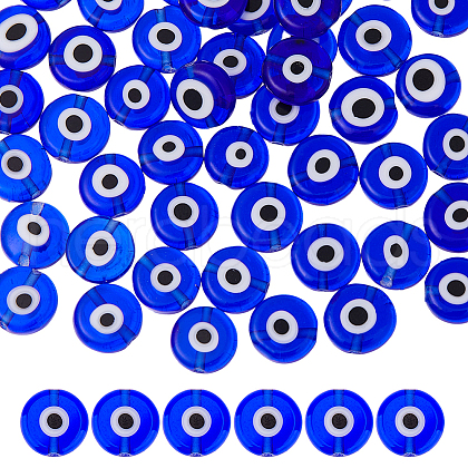 DICOSMETIC Handmade Evil Eye Lampwork Beads Strands LAMP-DC0001-21B-1