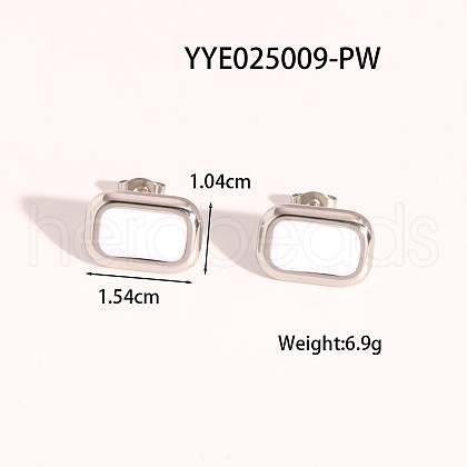 Vintage Stainless Steel White Enamel Rectangle Stud Earrings for Women PC2177-7-1