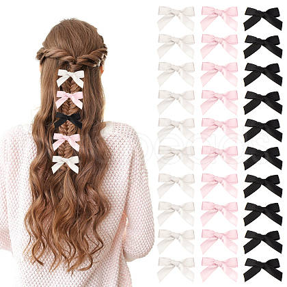 CRASPIRE 30Pcs 3 Colors Bowknot Polyester Alligator Hair Clips AJEW-CP0008-38-1