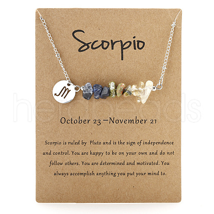 Natural Quartz Crystal & Unakite & Sodalite Chip & Alloy Constellation Pendant Necklaces WGB0CBC-12-1