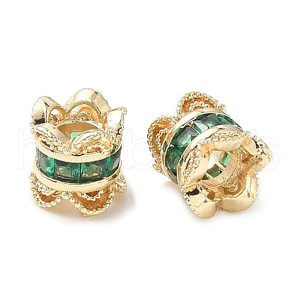 Brass Micro Pave Cubic Zirconia European Beads KK-A254-26G-02-1
