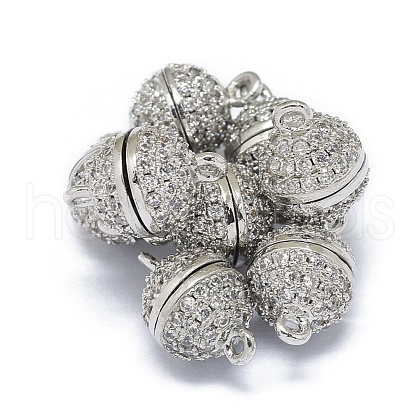 Rack Plating Brass Micro Pave Cubic Zirconia Magnetic Clasps with Loops KK-F801-01A-P-1