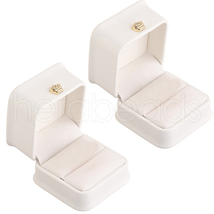 CALFOVERA 2Pcs PU Leather Ring Gift Boxes LBOX-CL0001-03-1