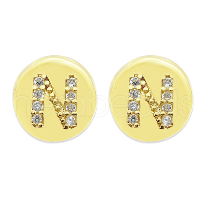 Brass Micro Pave Clear Cubic Zirconia Beads KK-T030-LA843-NX3-1