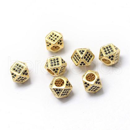 Rack Plating Brass Cubic Zirconia Beads ZIRC-S029-01G-1