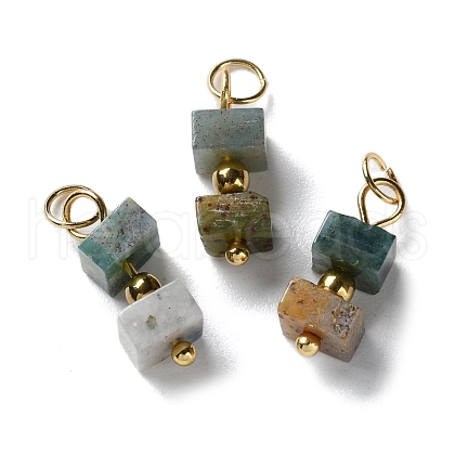 Natural Indian Agate Cuboid Beaded Pendants STAS-C120-02G-03-1