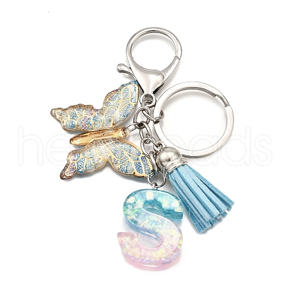 26Pcs Transparent Epoxy Resin & Transparent Acrylic & Faux Suede Tassel Keychain KEYC-JKC01202-19-1