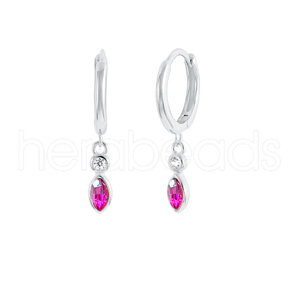 S925 Sterling Silver Teardrop Hoop Earrings HY5244-8-1
