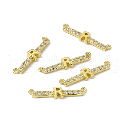 Rack Plating Brass Micro Pave Clear Cubic Zirconia Connector Charms KK-C007-37G-R-1