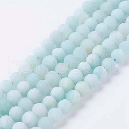 Natural Amazonite Beads Strands G-J376-19F-6mm-1