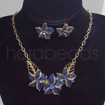 Alloy Rhinestone & Enamel Earrings & Necklaces Sets FS-WG43F39-01-1