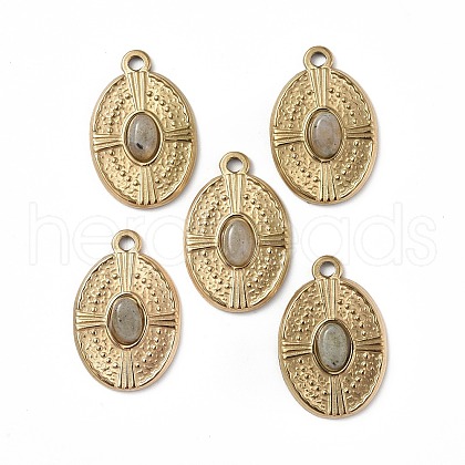 PVD Vacuum Plating 201 Stainless Steel Natural Labradorite Pendants STAS-C064-VC873-1