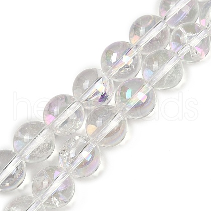 Electroplated Natural Quartz Crystal Beads Strands G-K285-09-10mm-02-1